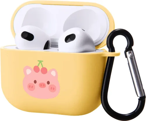 Miniatura 15 de Bonita funda de oso compatible con AirPods 3 con llavero, diseño de animales de dibujos animados, funda de TPU suave para AirPods de tercera
