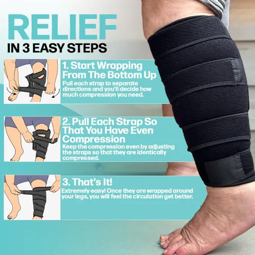 Miniatura 10 de Envoltura de compresión ajustable para linfedema de pantorrilla para hinchazón, edema, lipedema, circulación, pesadez, dolor, fácil de poner