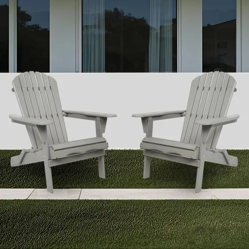 Miniatura 11 de Solid Wood Folding Adirondack Chair for Outdoor Patio Garden Deck Lounge - Comfortable Wooden Lawn Chair with Wide Armrests