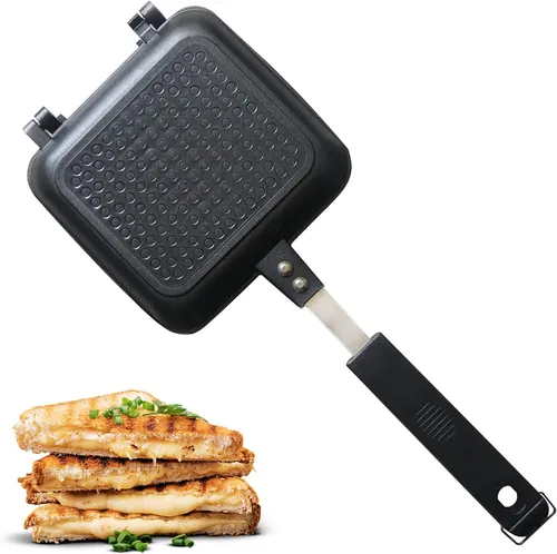 Jean-Patrique Máquina de sándwiches para parrilla Panini, color negro – Máquina de queso a la parrilla antiadherente de cerámica con asas –