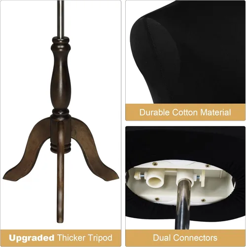 Miniatura 3 de Bonnlo Forma de Vestido Masculino, Maniquí Masculino con Soporte de Trípode de Madera, Torso de Altura Ajustable para y Exhibición y Costura (Seda)
