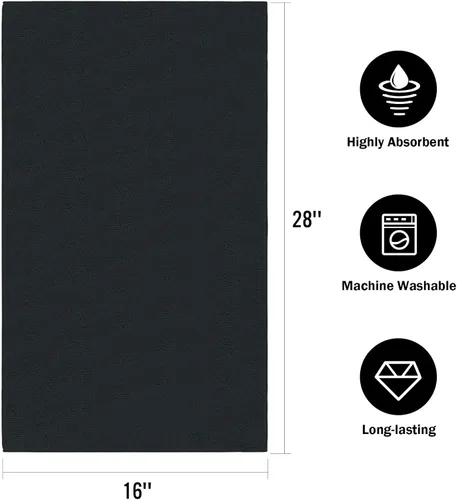 Miniatura 3 de Orighty Paquete de 6 toallas de mano negras, toallas de microfibra de secado rápido y absorbentes, de 16 x 28 pulgadas, toalla de yoga blanca ligera