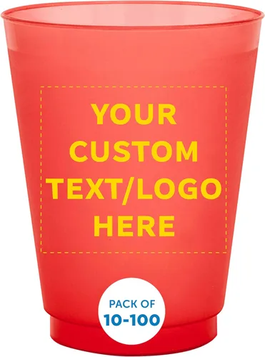 Miniatura 11 de Vasos de plástico esmerilado personalizados para estadios, paquete de 100, texto promocional, logotipo, 16 onzas, vasos de fiesta reutilizables