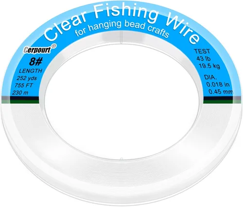 Alambre de pesca transparente, línea de pesca de monofilamento de 755 pies, hilo transparente para colgar, hilo fuerte invisible de nylon para