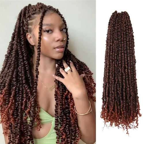 Miniatura 32 de BOHOBABE Cabello de Ganchillo Pre-retorcido Passion Twist de 14 Pulgadas Cabello Corto Ombré Gris Pre-enrollado de Ganchillo Passion Twist para Gris