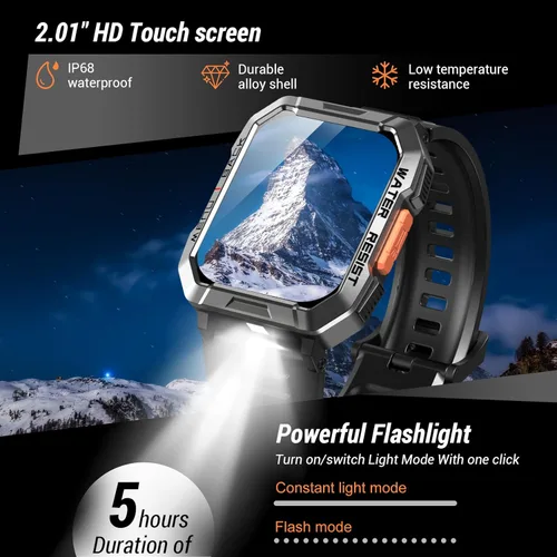 Miniatura 2 de Reloj inteligente militar para hombre (respuesta/hacer llamadas), reloj inteligente de 2.01 pulgadas para Android y iPhone, rastreador de actividad