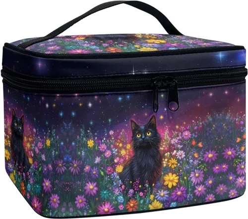 Miniatura 43 de 60S Groovy Hippie Flower Pink Pattern Travel Makeup Bags for Women Portable Tote Cosmetic Case with Carry Handle Toiletry Accessories Storage