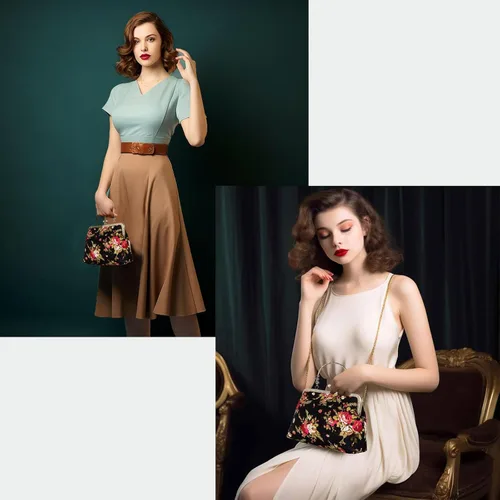 Miniatura 28 de Bolso floral con asa superior, bolso de noche Kiss Lock para mujer, bolso vintage