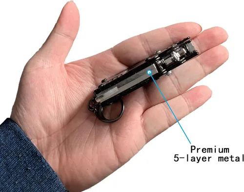 Miniatura 4 de 2 paquetes de mini pistola de goma plegable de metal con llavero y más de 100 bandas de goma.