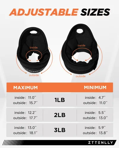 Miniatura 6 de Juego de pesas de muñeca de 2 - Tamaño ajustable - 1 libra*2/2 libras*2/3 libras*2 con asas de pulgar para mujeres y hombres - Adecuado para B.