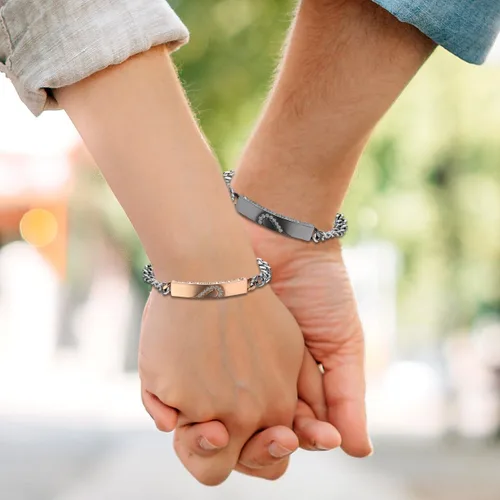 Miniatura 4 de Cupimatch - Juego de 2 pulseras para parejas de acero inoxidable, diseño de corazón