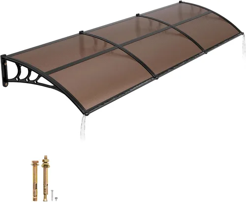 Miniatura 18 de VEVOR Toldo para puerta de entrada, toldo de puerta de ventana de 24 x 24 pulgadas con drenaje y soporte de ABS, cubierta de policarbonato