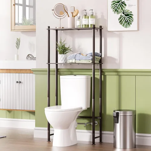Miniatura 11 de AmazerBath Estante de almacenamiento de bambú sobre el inodoro, estante organizador de baño de 3 niveles sobre el inodoro, estantes de baño