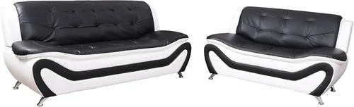 Miniatura 3 de Beverly Fine Furniture Juego de sofá moderno Aldo de 3 piezas, negro/blanco