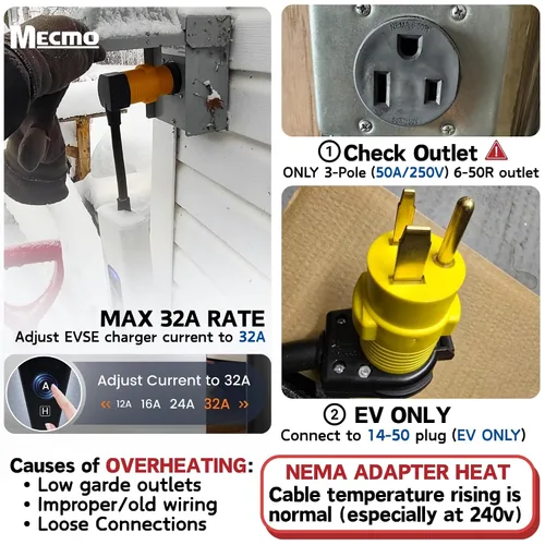 Miniatura 3 de MECMO Adaptador de cargador NEMA 6-50P a 14-50R EV para salida de soldador de 3 clavijas de 50 A 250 V (no para cualquier RV/Housestand/Secadora)