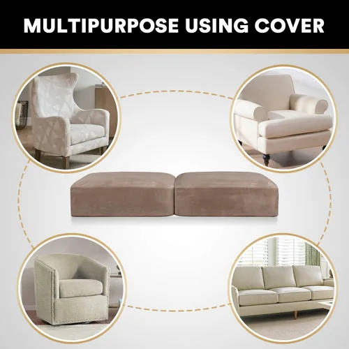 Miniatura 6 de PrinceDeco Funda de cojín de terciopelo suave y elástica para silla, sofá biplaza o sofá, protector de muebles, cojín de asiento