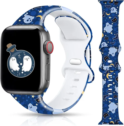 Correa de reloj de Navidad para Halloween compatible con Apple Watch Band de 1.496 in, 1.575 in, 1.614 in, 1.654 in, 1.732 in, 1.772 in, iWatch