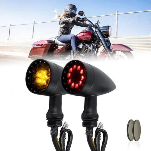 Miniatura 12 de DREAMIZER Señales de Giro para Motocicleta Luz LED Tipo Bala Cromada Universal para Bobber Chopper Cafe Racer Sportster Softail Cruiser - Carcasa