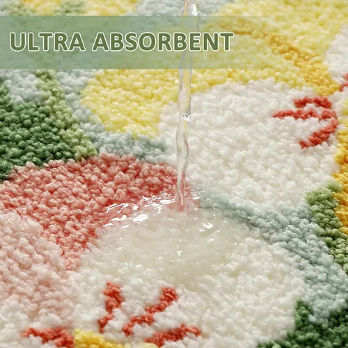 Miniatura 3 de Floral Pansy Bath Mat, Soft Non-Slip Plush Bathroom Rug with Colorful Flower Pattern, Ultra Absorbent Microfiber Shaggy Bath Rug, Machine Washable