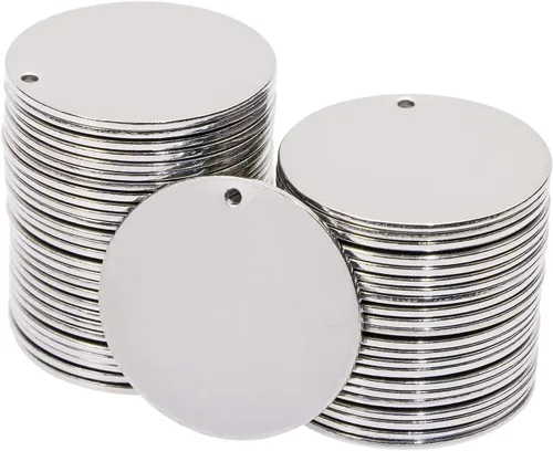 Miniatura 10 de Shapenty Dijes pequeños y redondos de acero inoxidable para estampado en blanco, mini discos para pulseras, aretes, collares, dijes, joyería