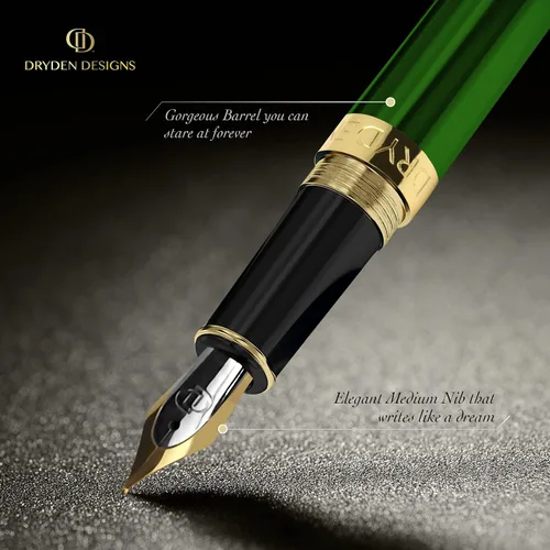 Miniatura 7 de Dryden Designs Pluma estilográfica, punta media y fina, incluye 24 cartuchos de tinta y convertidor de recarga de tinta, bolígrafo de caligrafía