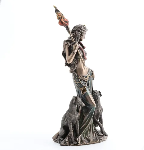 Miniatura 4 de Veronese Design 13 3/8 pulgadas Hécate Diosa griega de la magia con sus sabuesos Escultura de resina fundida en frío Acabado en bronce