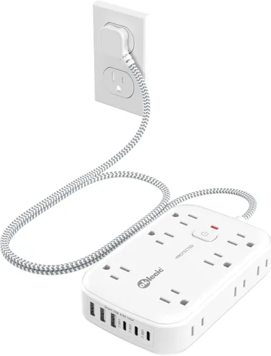 Miniatura 18 de Extensor de enchufe plano con cable de 12 pulgadas, protector contra sobretensiones, adaptador divisor de enchufe de extensión de enchufe plano, 12