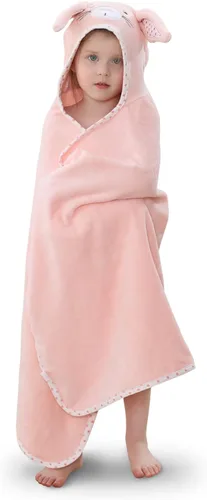 TBEZY Toalla con capucha para niños, 100% algodón, ultra suave, con diseño único de animales, grande para bebés de 3 a 10 años (conejito)