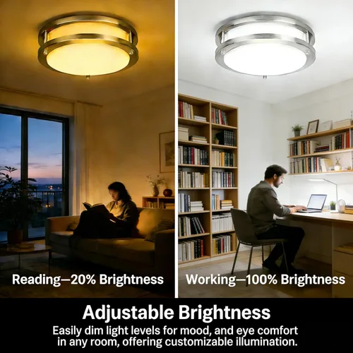 Miniatura 7 de Luminaria de techo LED atenuable de 36 W, luminaria empotrable de 12 pulgadas, luces de techo para dormitorio, cocina, superbrillante de 4000 Níquel