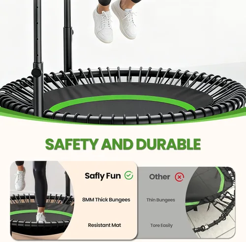 Miniatura 2 de Trampolín de rebote de 40, 45, 50 pulgadas, para adultos, 450-550 libras, mini trampolín plegable con asa, trampolín de fitness para interiores