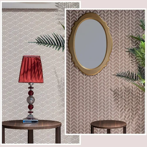 Miniatura 3 de 9 plantillas geométricas de pared de 12 x 12 pulgadas, plantillas de pared geométricas de espiga de espiga, plantillas de pintura reutilizables