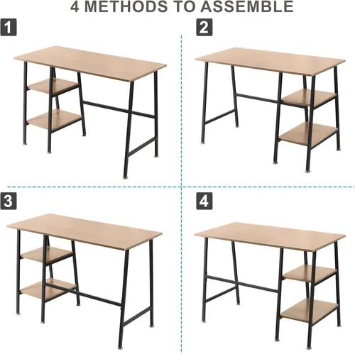 Miniatura 9 de VECELO Escritorio para computadora de oficina en casa de 43 pulgadas, escritorio moderno y simple con almacenamiento para dormitorio, mesa simple