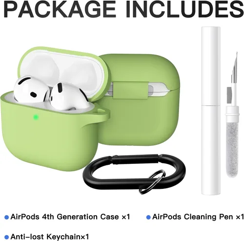 Miniatura 5 de Brujula Funda protectora de silicona para AirPods 4 con ANC, compatible con AirPods de 4ª generación 2024 (Avocado, AirPods 4 con ANC)