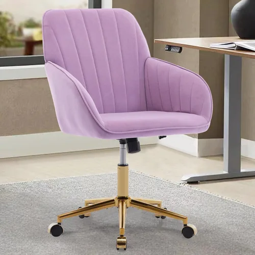 Miniatura 15 de Silla moderna de oficina en casa, cómoda silla de escritorio de terciopelo, silla de tocador de maquillaje con ruedas, silla giratoria ajustable