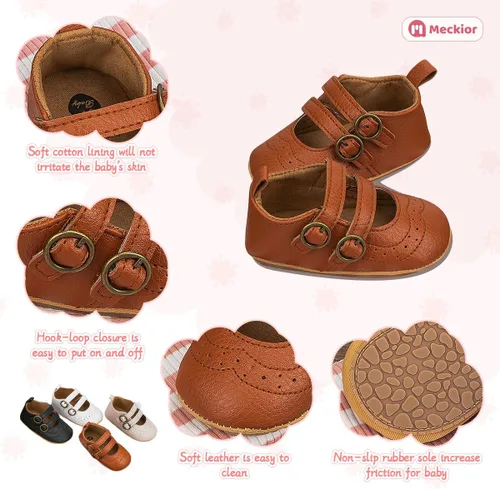 Miniatura 5 de Meckior Zapatos deportivos para bebé y niñas, suela suave, con lazo, princesa, vestido de boda, Mary Jane, planos, para recién nacidos, ligeros
