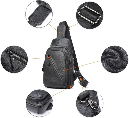 Miniatura 44 de LUKZIJAES Bolso bandolera de cuero genuino para hombre