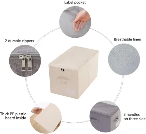 Miniatura 3 de iwill CREATE PRO Paquete de 2 contenedores de almacenamiento plegables de tela para ropa, ropa de cama, juguetes, mantas, organizador de mantas