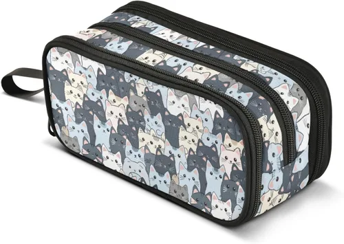 Miniatura 21 de MNSRUU Estuche grande para lápices, estuche estético con diseño de rana linda, organizador de marcadores, caja de lápices para niñas, niños