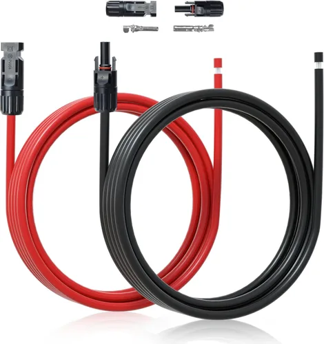ECO-WORTHY - Cable de extensión solar de 10 pies y 10 AWG, 30A/1000V CC, impermeable IP67 con conectores rápidos compatibles (rojo+negro) para