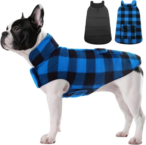 Miniatura 28 de ASENKU - Abrigo de invierno para perros, diseño a cuadros reversible, impermeable, para climas fríos, para perros pequeños, medianos y grandes Rojo