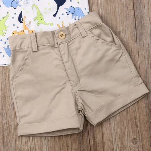 Miniatura 67 de Conjunto de camisa de manga corta con botones y pantalones cortos casuales con diseño de flamingo, para bebés y niños de 1 a 6 años, atuendos