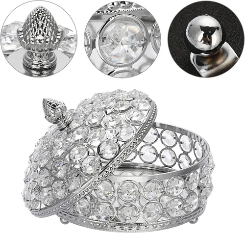 Miniatura 7 de Hipiwe Joyero con espejo de cristal, caja organizadora de baratijas, caja decorativa de lujo para anillos, caja de almacenamiento de aretes, caja