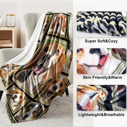 Miniatura 4 de Beagle Manta para niños, manta suave y mullida para perro, regalo de felpa con estampado de Beagle para niños y niñas, 40 x 50 pulgadas