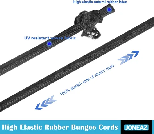 Miniatura 4 de Cuerda elástica de bola de 4 pulgadas, color negro, cuerda elástica de alta elasticidad, goma real, 50 piezas, resistente a los rayos UV, resistente