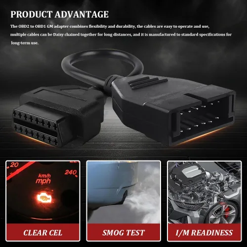 Miniatura 4 de Adaptador OBD2 a OBD1 GM, lector de código de automóvil, OBD1 de 12 pines a OBD2 conector de cable de escáner de enchufe de 16 pines, herramienta
