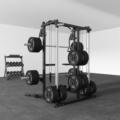 Miniatura 8 de Cofiyard - Jaula de potencia, soporte de alta resistencia con sistema de poleas dobles, barra multifunción para sentadillas con cruce de cables