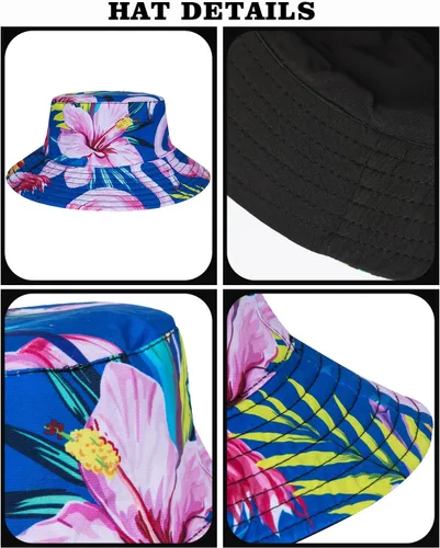 Miniatura 5 de TUNEVUSE Little & Big Boys - Conjunto de camisas hawaianas con botones y pantalones cortos con sombrero de pescador, trajes de verano estampados