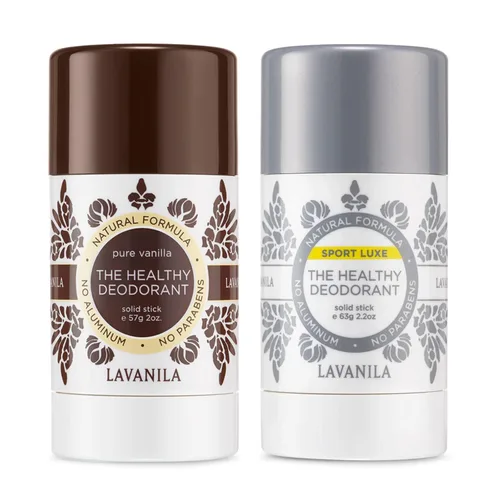 Lavanila Desodorante sin aluminio, Sport Luxe + vainilla pura, 2 onzas cada uno, el desodorante saludable para hombres y mujeres, barra sólida,