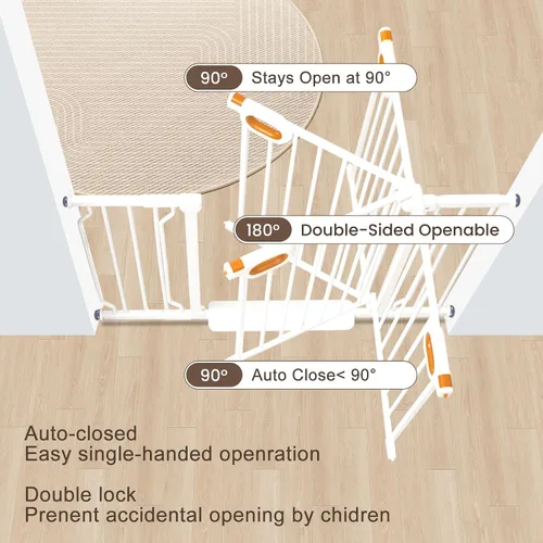 Miniatura 4 de Puerta extra ancha para bebés con puerta montada a presión de 62.2 a 66.9 pulgadas, puertas de seguridad para perros, puertas de seguridad