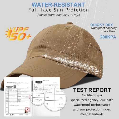 Miniatura 23 de Gorra de béisbol impermeable para hombre, sombrero de lluvia plegable para correr al aire libre, sombrero de pesca solar